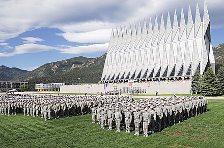 Cadets in front of the Academy Chapel