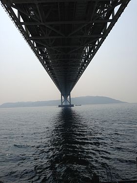 View of Akashi Kaikyō Bridge from Kobe side