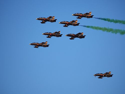 Al Fursan display team, not quite in formation