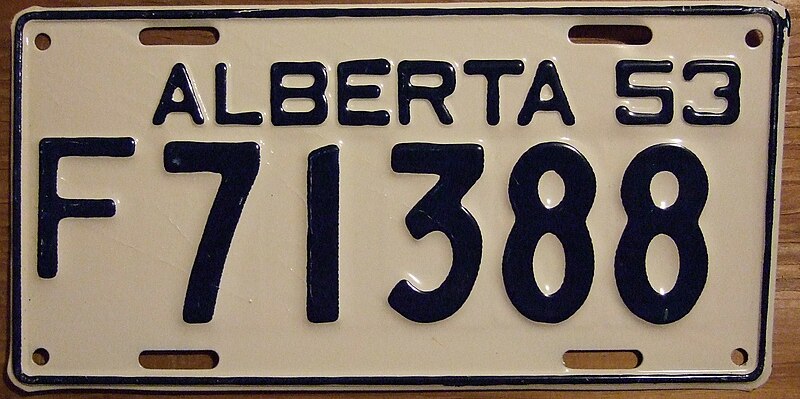 File:Alberta 1953 Farm Truck license plate F71388.jpg