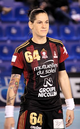 Alexandra Lacrabère in de OGC Nice trui in januari 2016