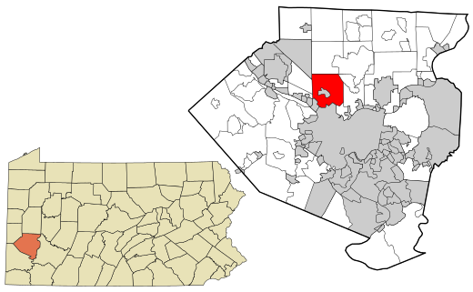 Location in Allegheny County and state of Pennsylvania