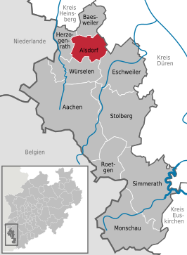 Kaart van Alsdorf (Aken)