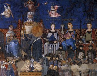 <i>The Allegory of Good and Bad Government</i> Painting by Ambrogio Lorenzetti