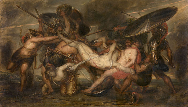 File:Antoine Wiertz - 19th C - Battle of the Greeks and Trojans for the corpse of Patroclus - KMSKA 1183.jpg