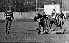 The Argonauts (in stripes) playing the Ottawa Rough Riders at Varsity Stadium in 1924 Argos v Rough Riders 1924.jpg