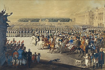 The allied armies parading on the Place de la Concorde, 1814