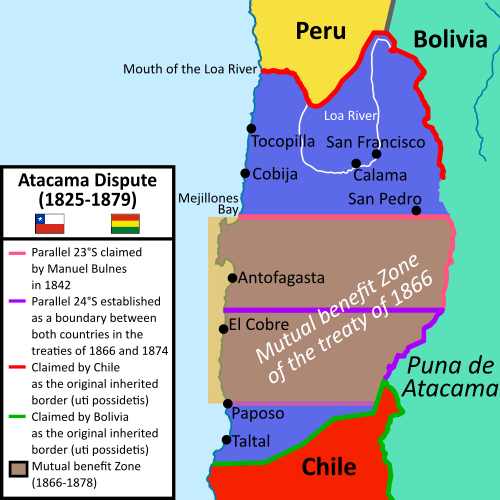 The Atacama border dispute between Bolivia and Chile (1825–1879)