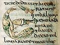 Evangile de Gundohinus 6 (Monastère de Vosevio (non encore identifié). France de l'Est (Bourgogne?). 754/755. Initiale E. F° 175v. Autun, Bibliothèque Municipale. Ms 3.)