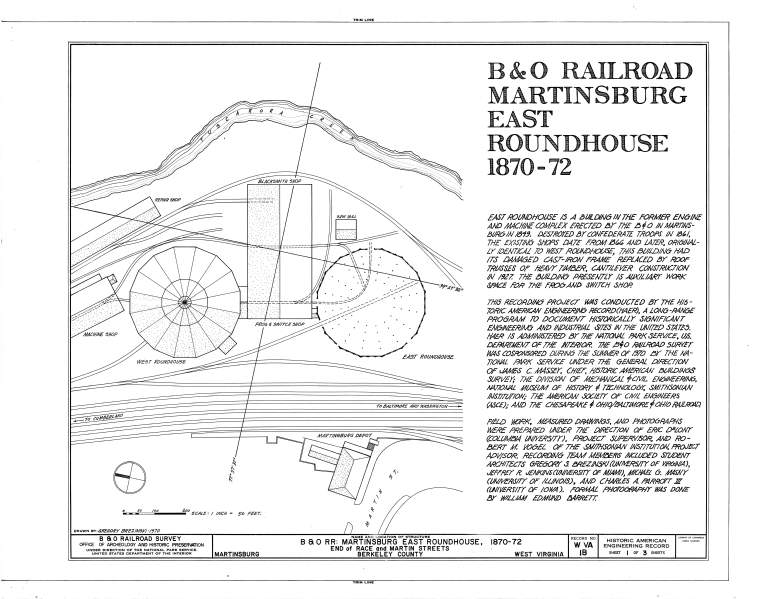 File:Baltimore and Ohio Railroad, Martinsburg East Roundhouse, East End of Race and Martin Streets, Martinsburg, Berkeley County, WV HAER WVA,2-MART,1B- (sheet 1 of 3).png