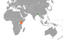 মানচিত্র Bangladesh এবং Kenya অবস্থান নির্দেশ করছে