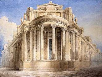Soane's 1805 design for the Bank of England, painted by Joseph Gandy Bank of England (soane) - North West Angle by JM Gandy.jpg