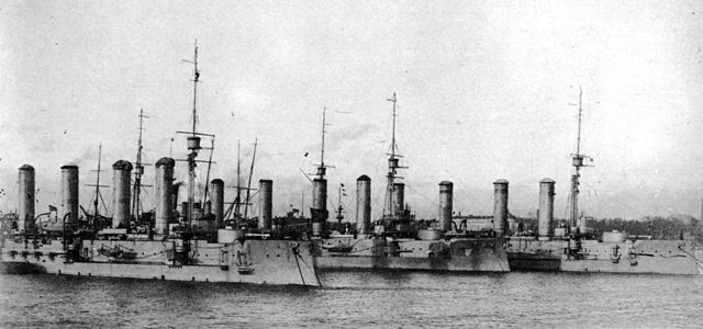 The three surviving ships at anchor, circa 1913