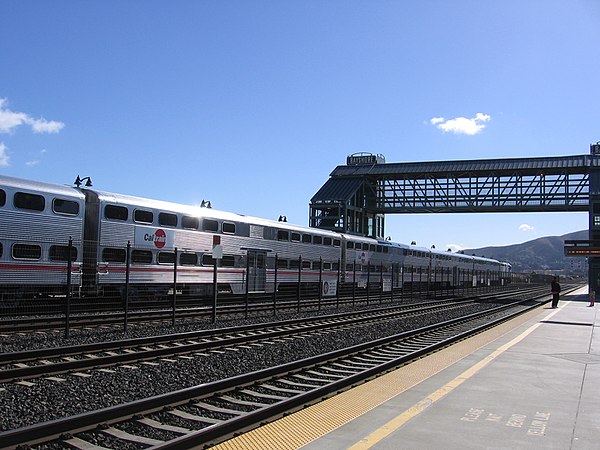 A northbound train at Bayshore station in 2012