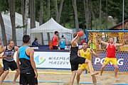 Deutsch: Beachhandball Europameisterschaften 2019 (Beach handball Euro); Tag 2: 3. Juli 2019 – Männer, Vorrunde Gruppe A, Deutschland-Norwegen 2:0 (20:18, 28:12) English: Beach handball Euro; Day 2: 3 July 2019 – Women Preliminary Round Group A – Men Preliminary Round Group A – Germany-Norway 2:0 (20:18, 28:12)