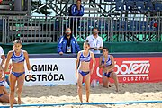 Deutsch: Beachhandball Europameisterschaften 2019 (Beach handball Euro); Tag 2: 3. Juli 2019 – Frauen, Vorrunde Gruppe C, Spanien-Griechenland 2:1 (12:20, 18:16; 8:2) English: Beach handball Euro; Day 2: 3 July 2019 – Women Preliminary Round Group C – Spain-Greece 2:1 (12:20, 18:16; 8:2)