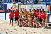 Deutsch: Beachhandball Europameisterschaften 2019 (Beach handball Euro); Tag 2: 3. Juli 2019 – Frauen, Vorrunde Gruppe C, Spanien-Griechenland 2:1 (12:20, 18:16; 8:2) English: Beach handball Euro; Day 2: 3 July 2019 – Women Preliminary Round Group C – Spain-Greece 2:1 (12:20, 18:16; 8:2)