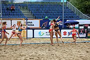 Deutsch: Beachhandball Europameisterschaften 2019 (Beach handball Euro); Tag 5: 6. Juli 2019 – Frauen, Halbfinale, Kroatien-Dänemark 1:2 (12:19, 17:10, 4:7) English: Beach handball Euro; Day 5: 6 July 2019 – Semifinal Men – Croatia-Denmark 1:2 (12:19, 17:10, 4:7)