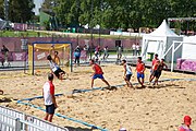 Deutsch: Beachhandball bei den Olympischen Jugendspielen 2018; Tag 3, 9. Oktober 2018; Jungs, Vorrunde, Gruppe A - Ungarn-Thailand 2:1 English: Beach handball at the 2018 Summer Youth Olympics at 9 October 2018 – Girls Preliminary Round Group A‎ – Hungary-Thailand 2:1