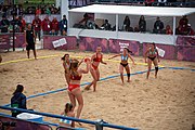 Deutsch: Beachhandball bei den Olympischen Jugendspielen 2018; Tag 5, 10. November 2018; Mädchen, Hauptrunde - Kroatien-Argentinien 1:2 English: Beach handball at the 2018 Summer Youth Olympics at 11 October 2018 – Girls Main Round – Croatia-Argentina 1:2