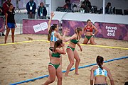 Deutsch: Beachhandball bei den Olympischen Jugendspielen 2018; Tag 5, 10. November 2018; Mädchen, Hauptrunde - Ungarn-Argentinien 1:2 English: Beach handball at the 2018 Summer Youth Olympics at 11 October 2018 – Girls Main Round – Hungary-Argentina 1:2