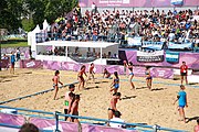 Deutsch: Beachhandball bei den Olympischen Jugendspielen 2018; Tag 3, 9. Oktober 2018; Mädchen, Vorrunde, Gruppe A - Chinese Taipei (Taiwan)-Mauritius 2:0 English: Beach handball at the 2018 Summer Youth Olympics at 9 October 2018 – Girls Preliminary Round Group A‎ – Chinese Taipei-Mauritius 2:0