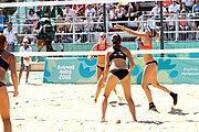 Deutsch: Beachvolleyball bei den Olympischen Jugendspielen 2018; Tag 9, 15. Oktober 2018; Mädchen, Viertelfinale: USA-Spanien 2–1 (21–19/17–21/15–9) English: Beach volleyball at the 2018 Summer Youth Olympics at 15 October 2018 – Girls Quarterfinals: USA-Spain 2–1 (21–19/17–21/15–9)