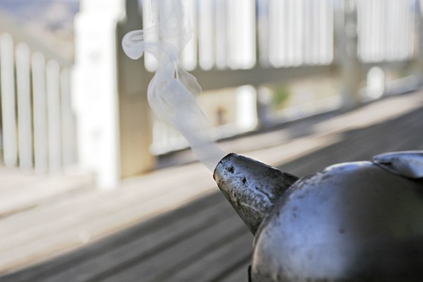 Smoke from a bee smoker, used in beekeeping