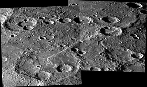 Oblique view showing Carleton in lower left and Belgica Rupes cutting across it