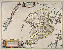 Mull as shown in Bleau's Atlas of Scotland, 1654. Shiaba (as 'Shaback') can be found towards the bottom left on the Ross of Mull (Ros-y)