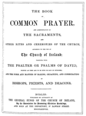 The 1878 prayer book for the use of the Church of Ireland. Book of Common Prayer (Church of Ireland, 1878, title page).png