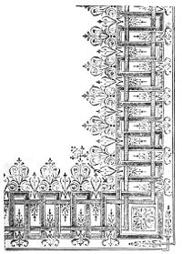 Fig. 11. — Encadrement tout or ; style Louis XVI ; se prêtant à toutes dimensions, à exécuter au moyen de 24 pièces gravées pour ce travail de haute précision, 1/4 du plat.