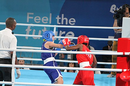 Gold Medal Bout La Piana vs Gbadamosi Boxing at the 2018 Summer Youth Olympics - Girls' flyweight Gold Medal Bout 134.jpg