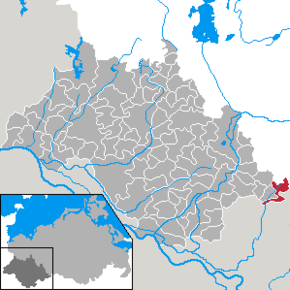 Poziția Brunow pe harta districtului Ludwigslust