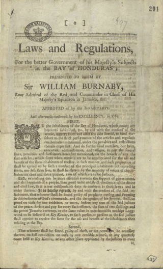 <span class="mw-page-title-main">Burnaby's Code</span> Early governing document of colonial Belize