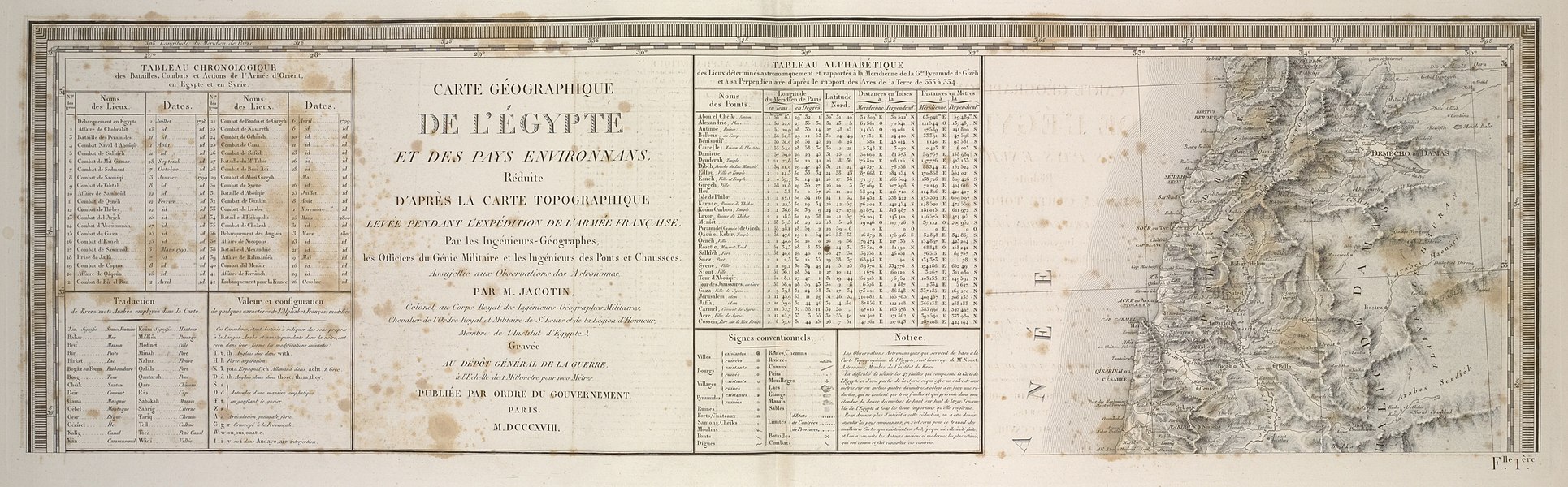 Flle.1 - Carte géographique de l'Égypte et des pays environnans, réduite d'après la carte topographique