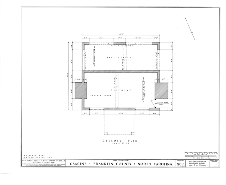 File:Cascine, State Route 1702, Louisburg, Franklin County, NC HABS NC,35-LOUBU.V,1- (sheet 1 of 12).png