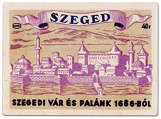 Castle Szeged in 1686, Hungary - match label 1950's years.jpg