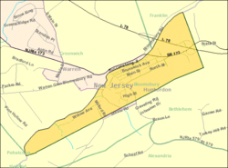 Census Bureau mapa Bloomsbury, New Jersey