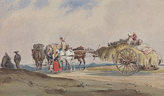 A Hay Wagon Drawn by Four Horses