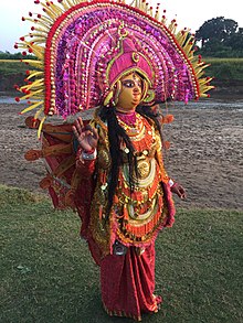 A Chhau dancer in Bagmundi, West Bengal in role of goddess Durga. Chhau dancer.jpg