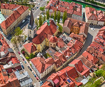 Aerial view of st. James Church, Ljubljana Photographers: Janez Vizjak & Saša Iskrić (KAP Jasa society)