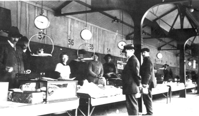 File:City inspectors checking scales at Pike Place Market, 1916 (2756452825).gif