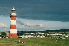 Smeaton's lighthouse as rebuilt on Plymouth Hoe