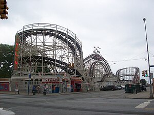 Coney Island Cyclone in Brooklyn was built in 1927 and refurbished in 1975. Coney Island 2010 109.JPG