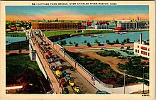 Circa-1930-to-1945 postcard of the bridge Cottage Farm Bridge postcard.jpg