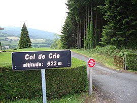 The Col de Crie, road sign and landscape