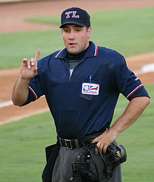 Umpire David Rackley working a Double-A Texas League game in 2006 David Rackley 2006.jpg