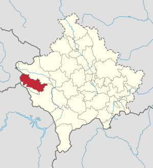 Lage der Gemeinde Deçan im Kosovo (anklickbare Karte)