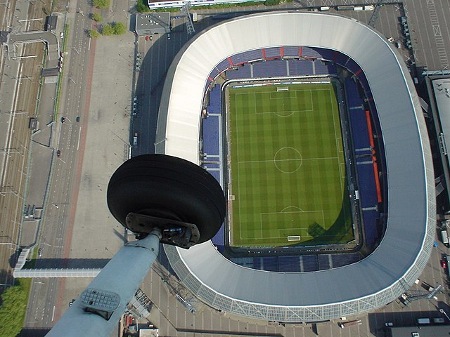 A modern aerial view of De Kuip, where Bowie opened the tour